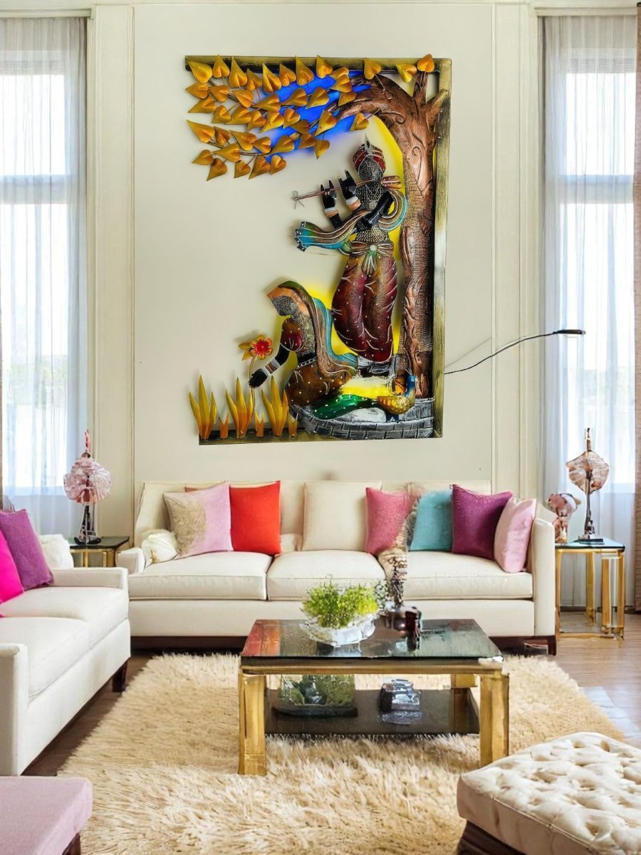 Radha - Krishna:Bansuri's Banyan Bloom (21 x 31 Inches)