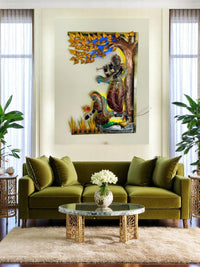 Thumbnail for Radha - Krishna:Bansuri's Banyan Bloom (21 x 31 Inches)