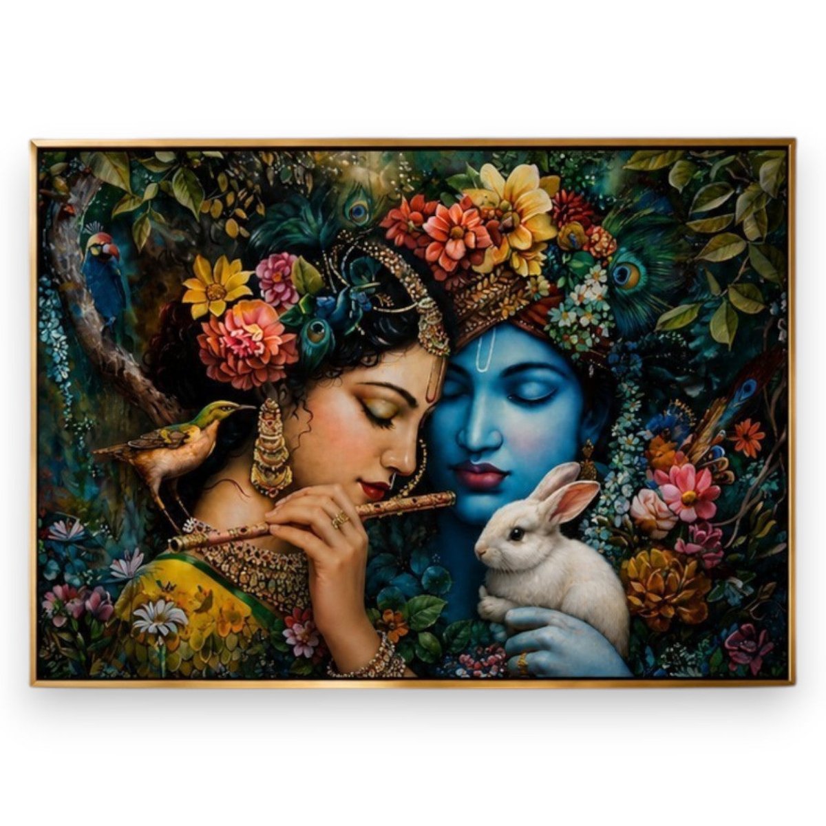 Radha-Krishna:Pushp Vatika Mein Radha Shyam (36 x 24 Inches)