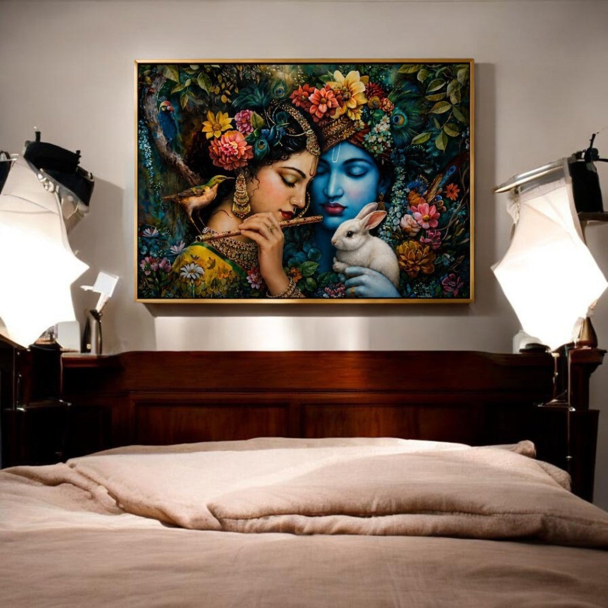 Radha-Krishna:Pushp Vatika Mein Radha Shyam (36 x 24 Inches)