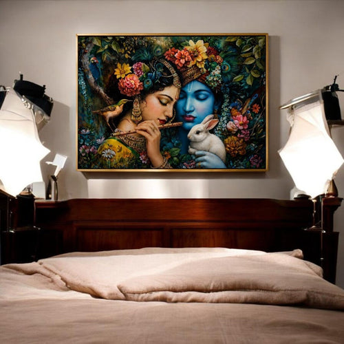 Radha-Krishna:Pushp Vatika Mein Radha Shyam (36 x 24 Inches)