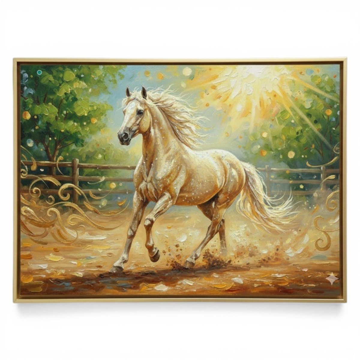 Radiant Motion: White Horse at Dawn (36 x 24 Inches)