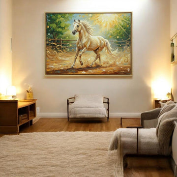 Radiant Motion: White Horse at Dawn (36 x 24 Inches)