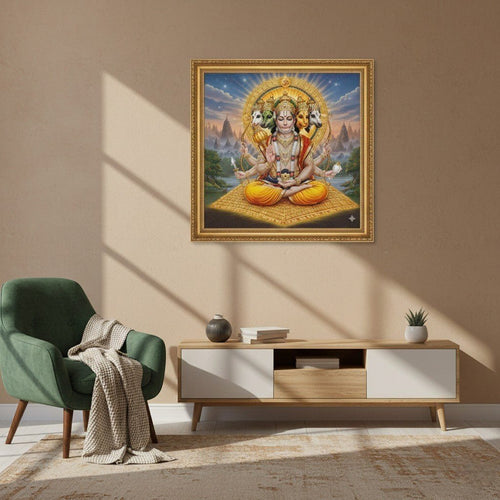 Ram - Nam Simhasana: Panchmukhi Yoga - Peeth Bhakt Hanuman Without Border (36 x 36 Inches)