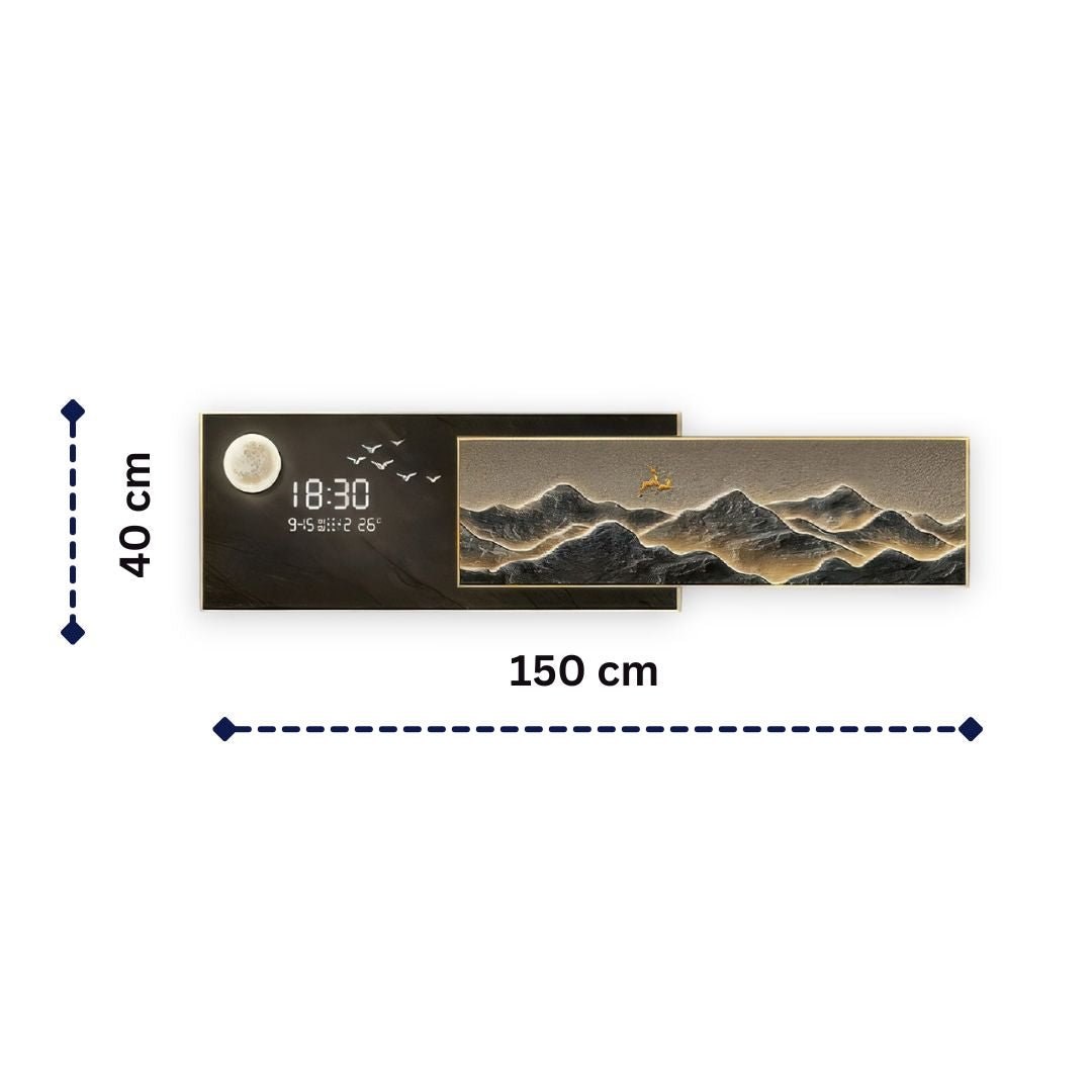 Regal Fawn Landscape with Integrated Time Display (150 x 40 CM)