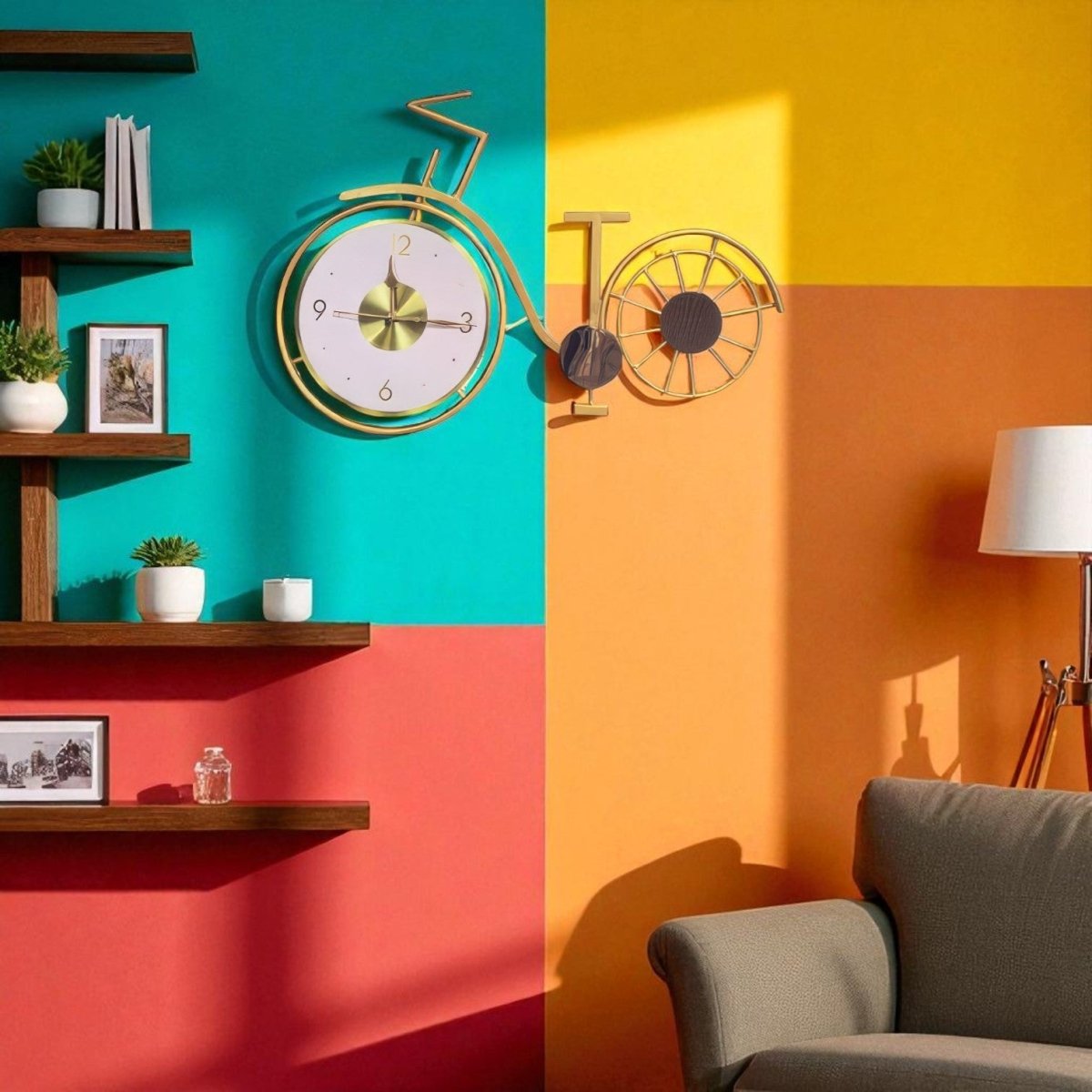 Retro Metal Bicycle Timepiece (24.6 x 16.3 Inches)