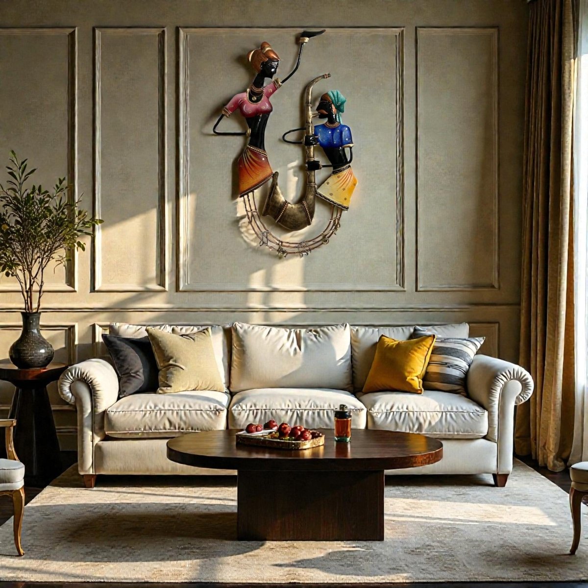 Rhythm of the Heartland: Abstract Metal Sculpture of Dancing Musicians (24 x 18 Inches)