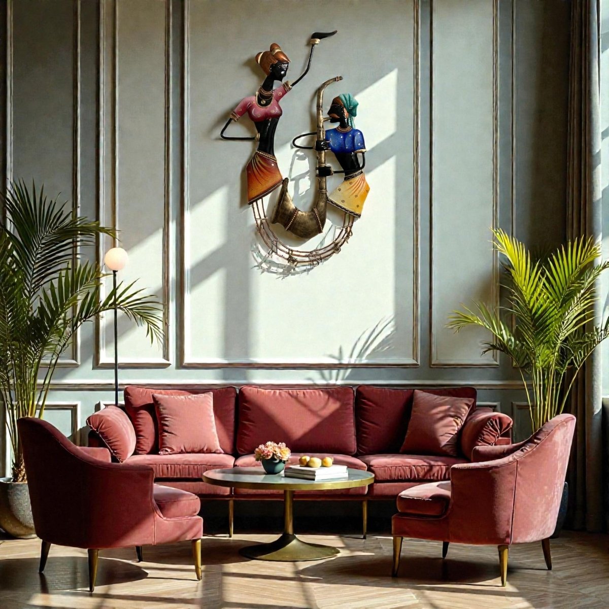 Rhythm of the Heartland: Abstract Metal Sculpture of Dancing Musicians (24 x 18 Inches)