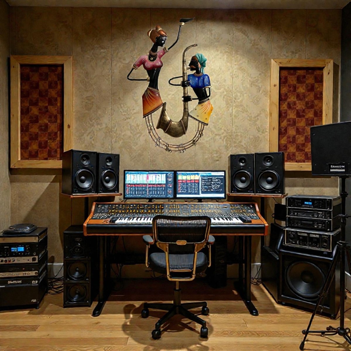 Rhythm of the Heartland: Abstract Metal Sculpture of Dancing Musicians (24 x 18 Inches)