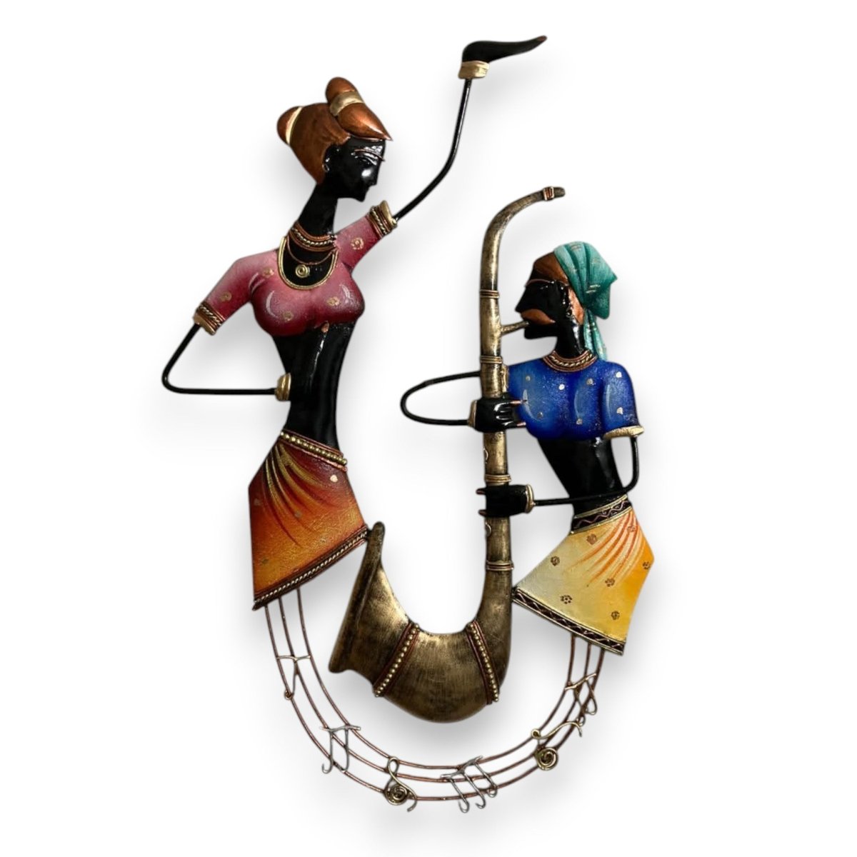 Rhythm of the Heartland: Abstract Metal Sculpture of Dancing Musicians (24 x 18 Inches)