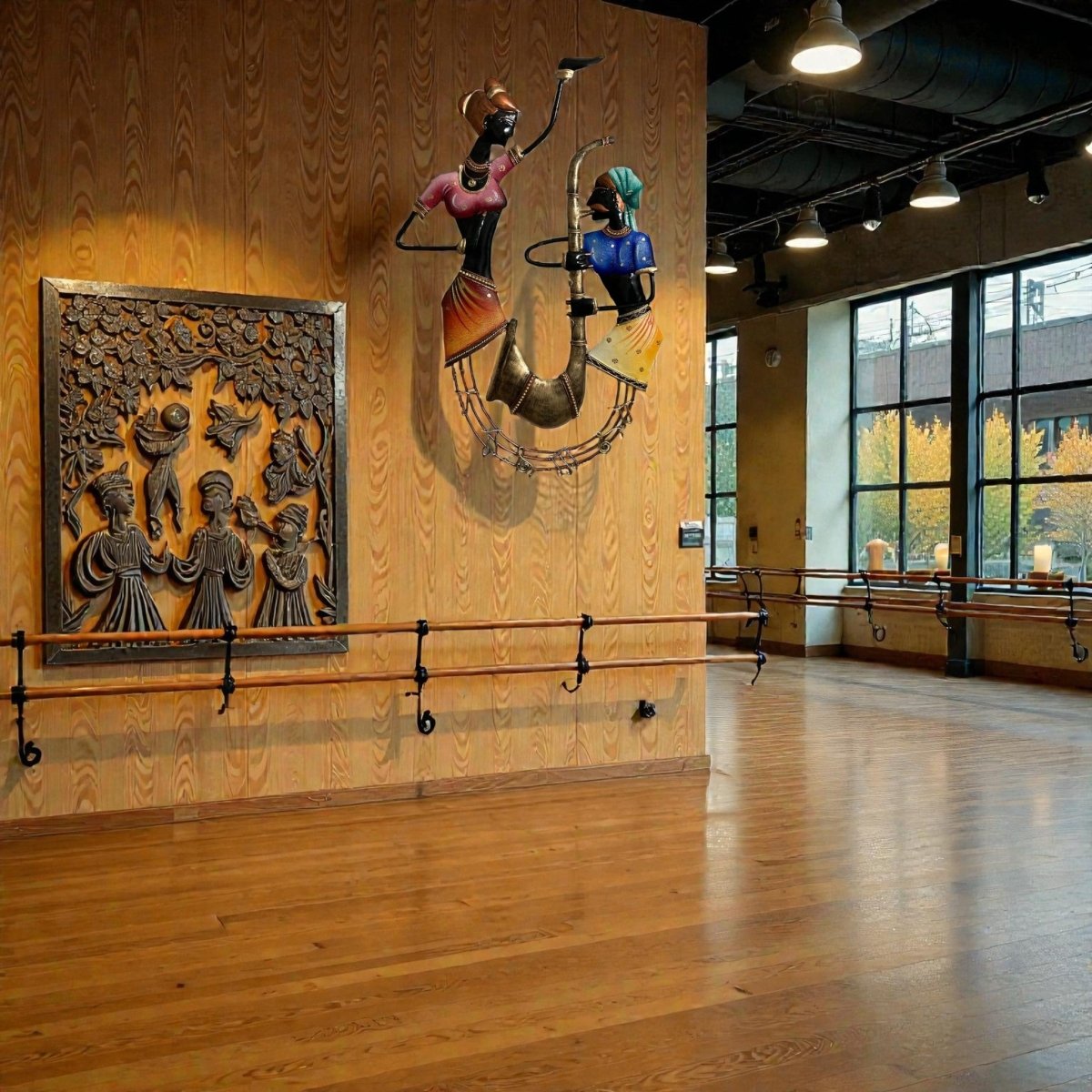 Rhythm of the Heartland: Abstract Metal Sculpture of Dancing Musicians (24 x 18 Inches)