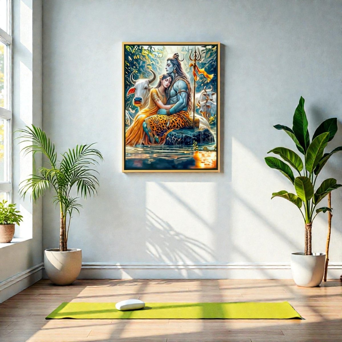 Sacred Companions: Shiva Parvati with Nandi Heritage Art