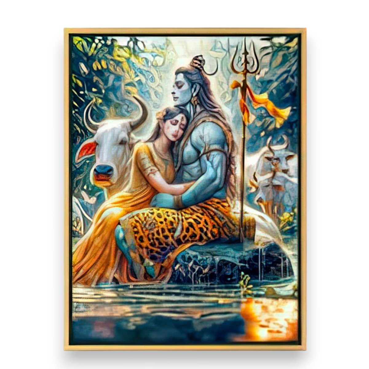 Sacred Companions: Shiva Parvati with Nandi Heritage Art