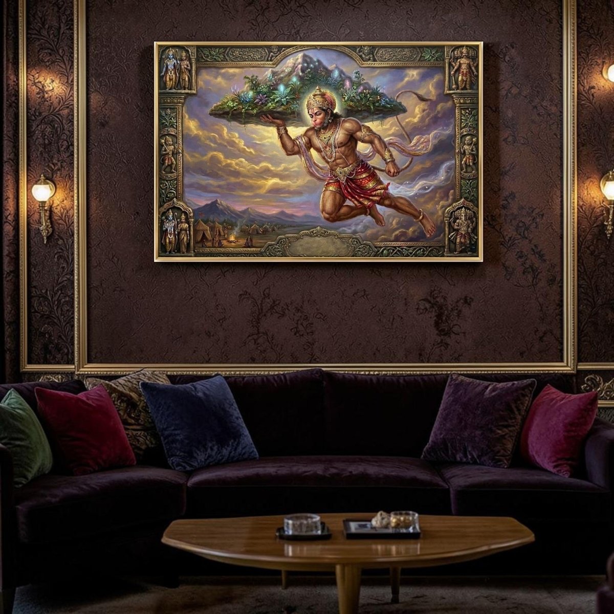 Sanjivani Dhari Hanuman: The Sankat Mochan Path (36 x 24 Inches)