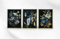 Thumbnail for Sapphire & Gold Serenade Crystal Glass Painting Set of 3 (150 x 70 Cm)