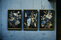 Thumbnail for Sapphire & Gold Serenade Crystal Glass Painting Set of 3 (150 x 70 Cm)