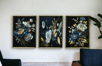 Thumbnail for Sapphire & Gold Serenade Crystal Glass Painting Set of 3 (150 x 70 Cm)