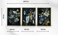 Thumbnail for Sapphire & Gold Serenade Crystal Glass Painting Set of 3 (150 x 70 Cm)