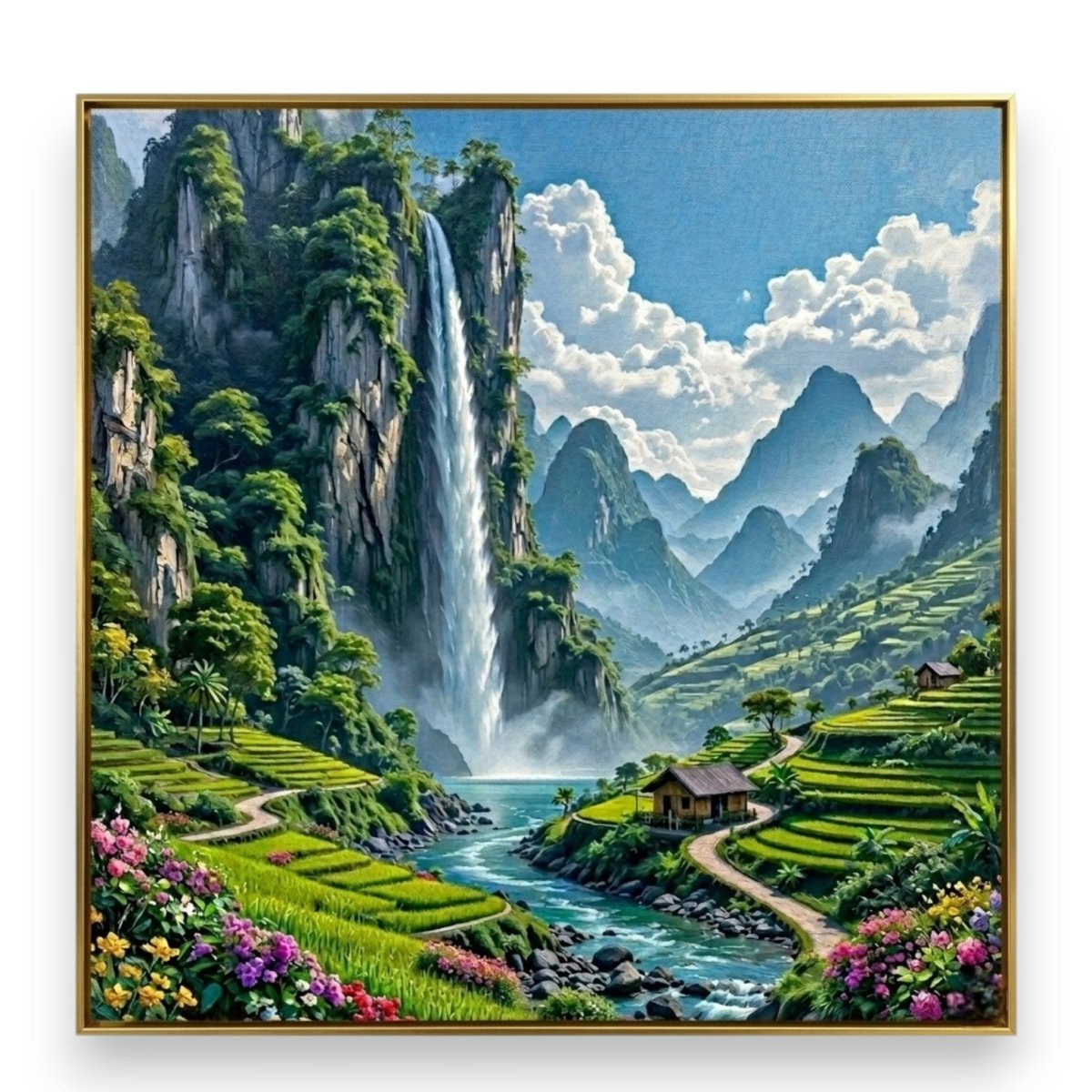 Serenity Stream: The Great Mountain Waterfall (36 x 36 Inches)