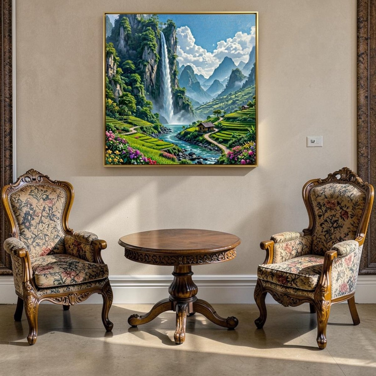 Serenity Stream: The Great Mountain Waterfall (36 x 36 Inches)