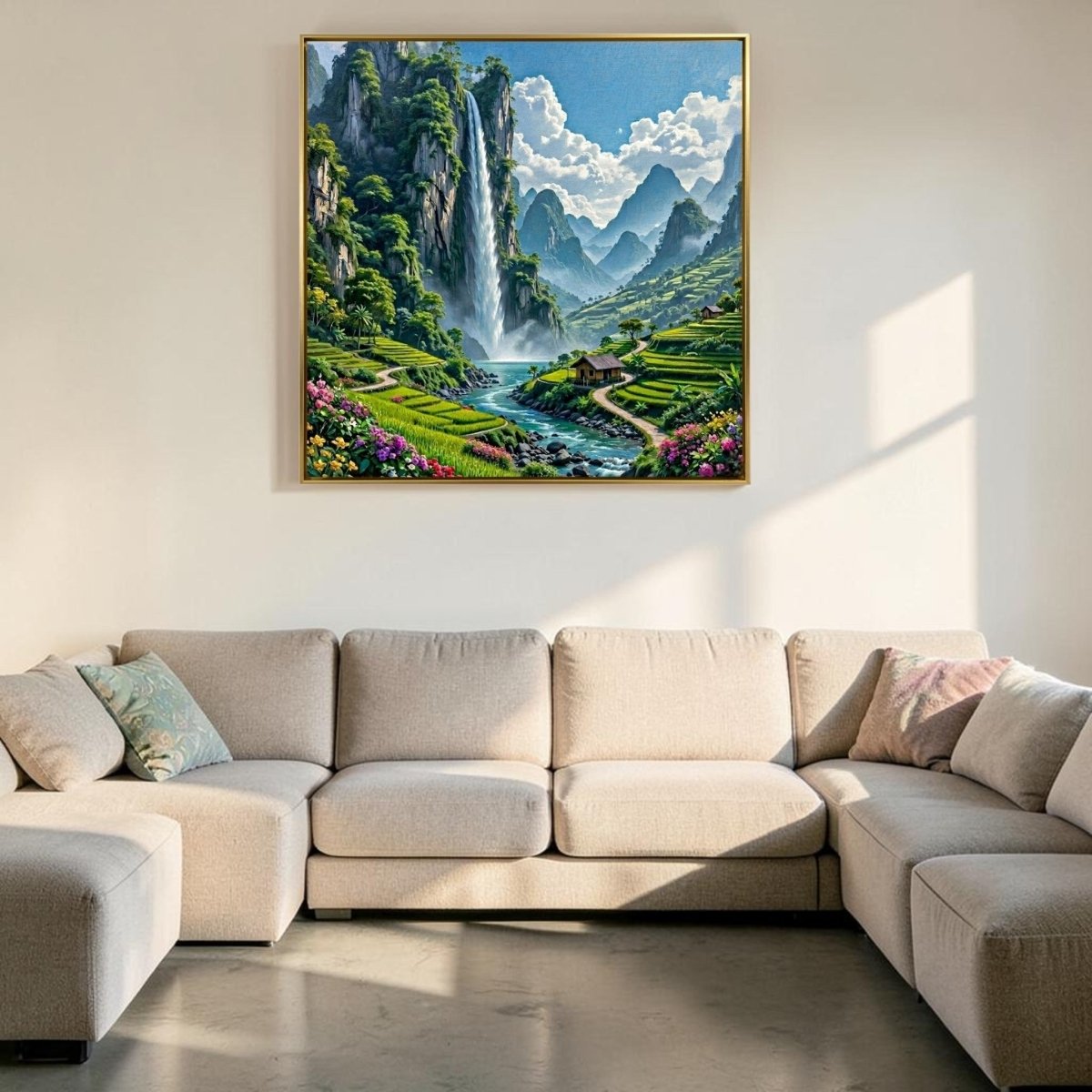 Serenity Stream: The Great Mountain Waterfall (36 x 36 Inches)
