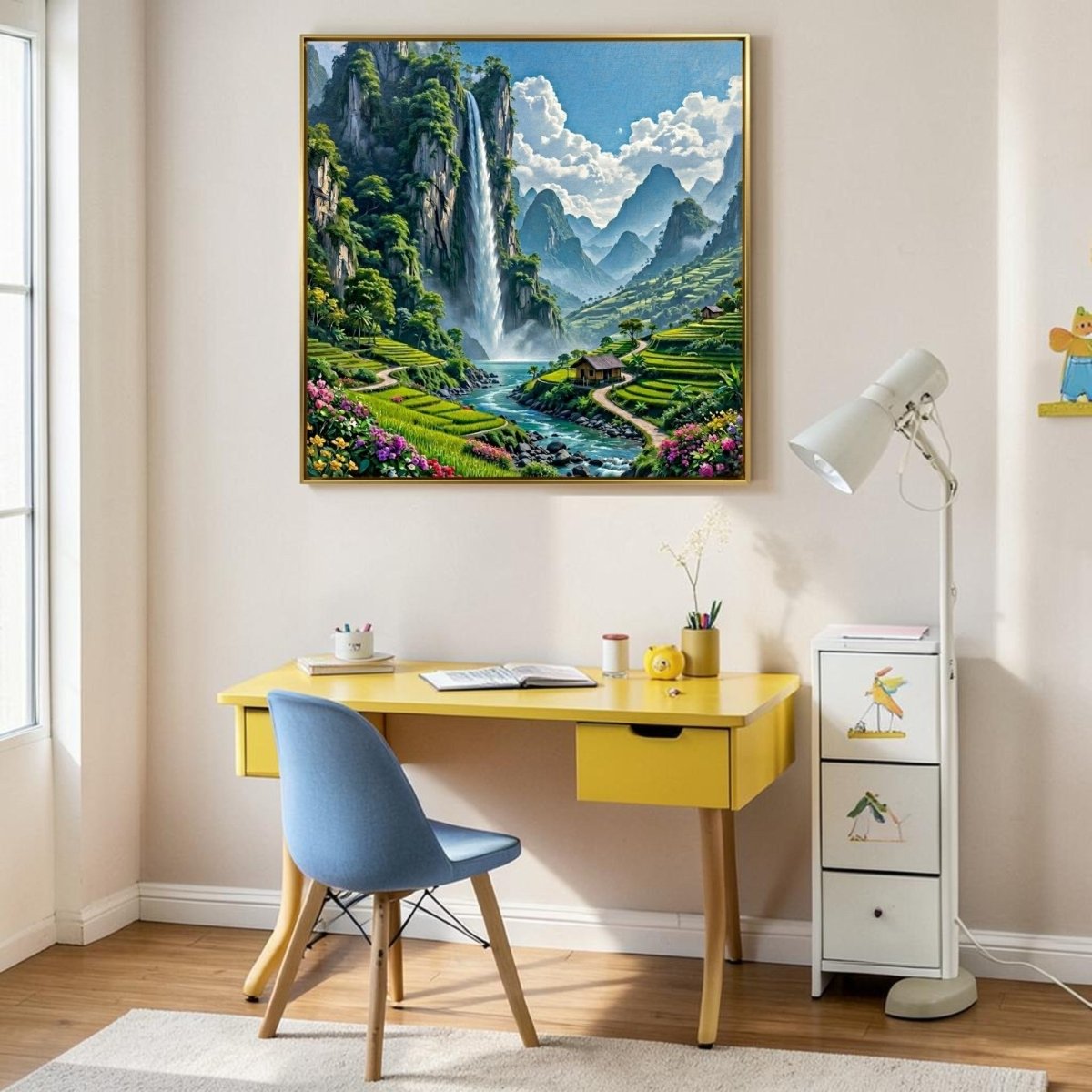 Serenity Stream: The Great Mountain Waterfall (36 x 36 Inches)