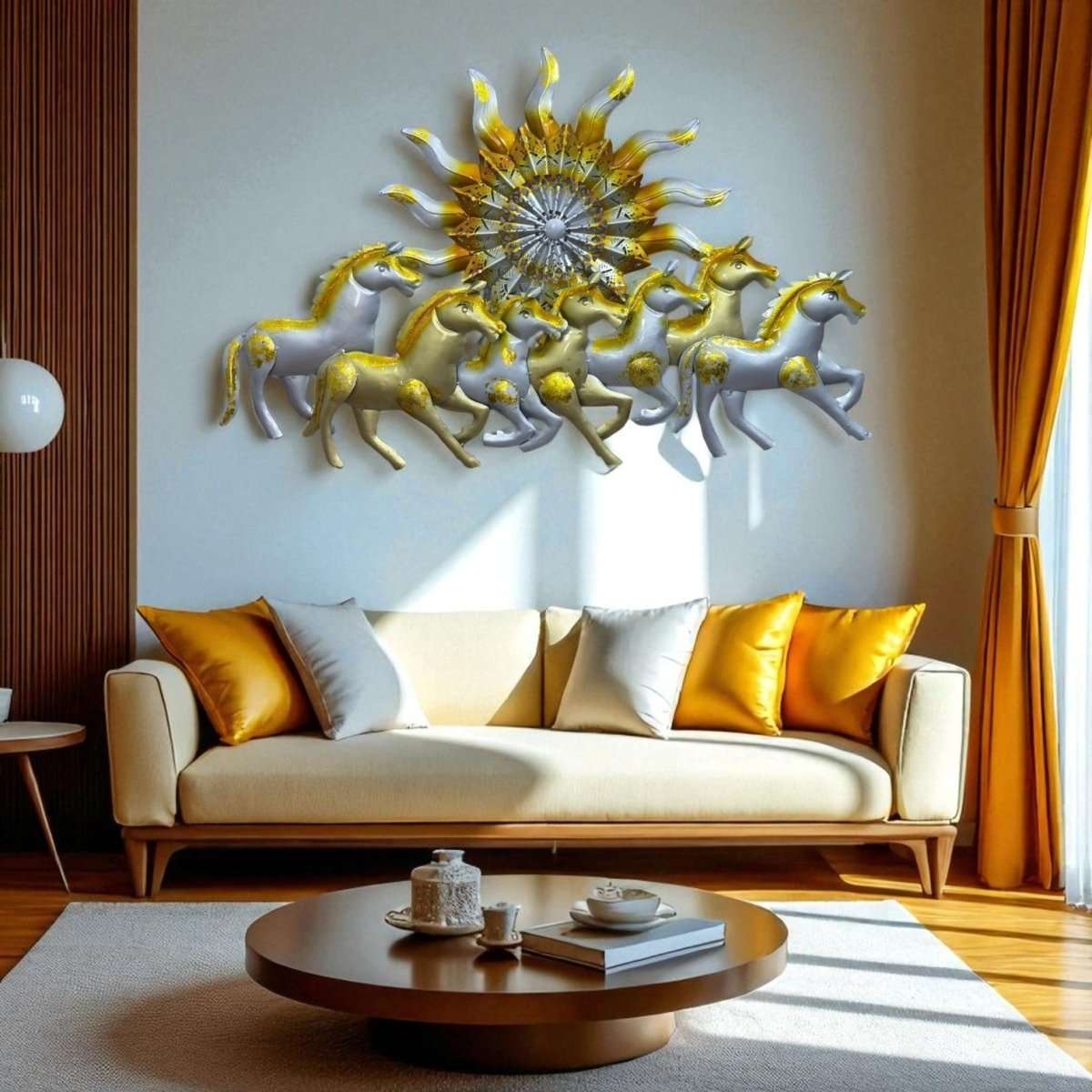 Seven Horses:The Surya's Chariot With LED (37 x 23 Inches)