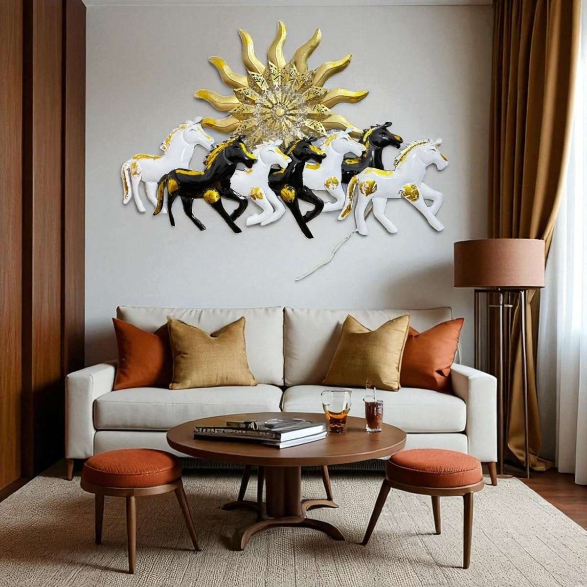 Seven Horses:The Surya's Chariot With LED (37 x 23 Inches)