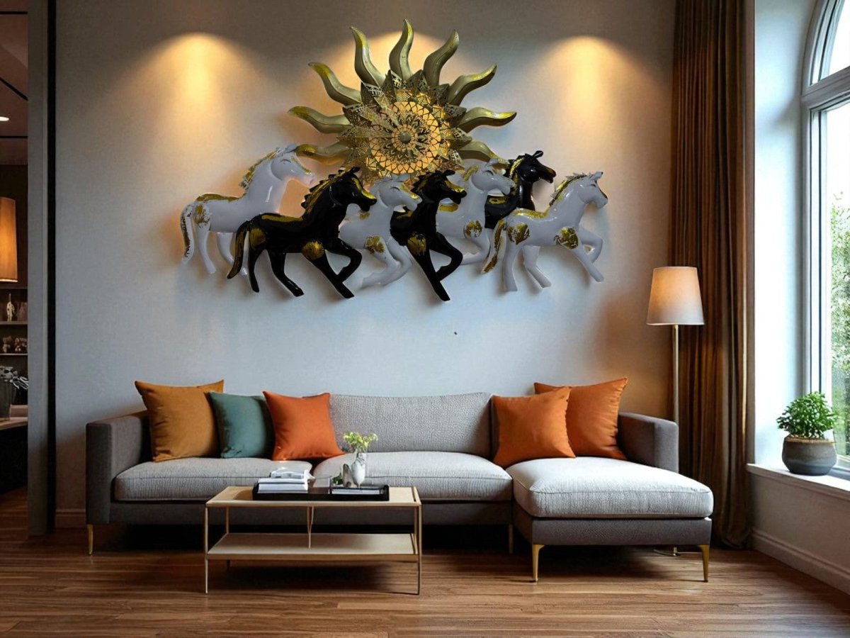 Seven Horses:The Surya's Chariot With LED (37 x 23 Inches)