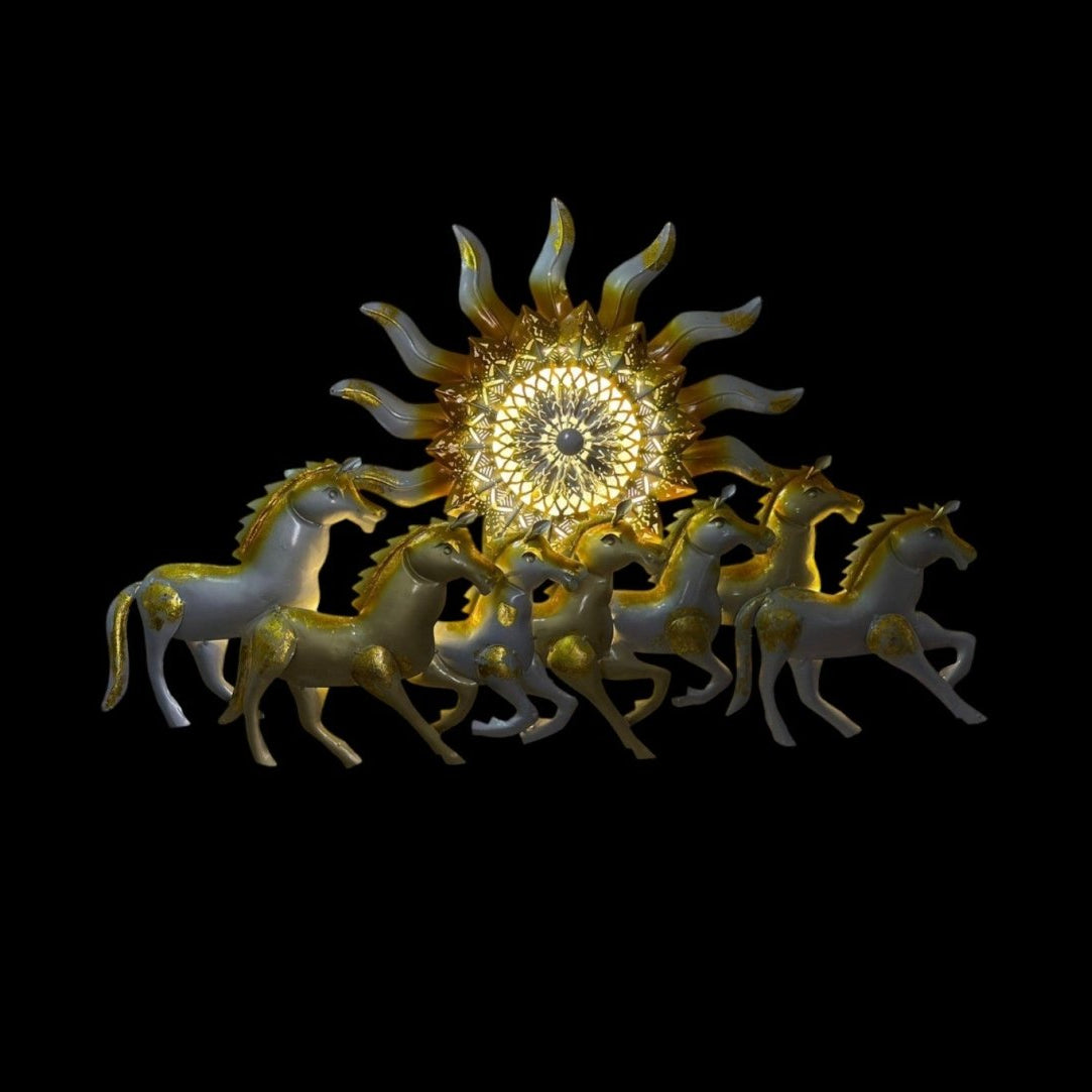 Seven Horses:The Surya's Chariot With LED (37 x 23 Inches)