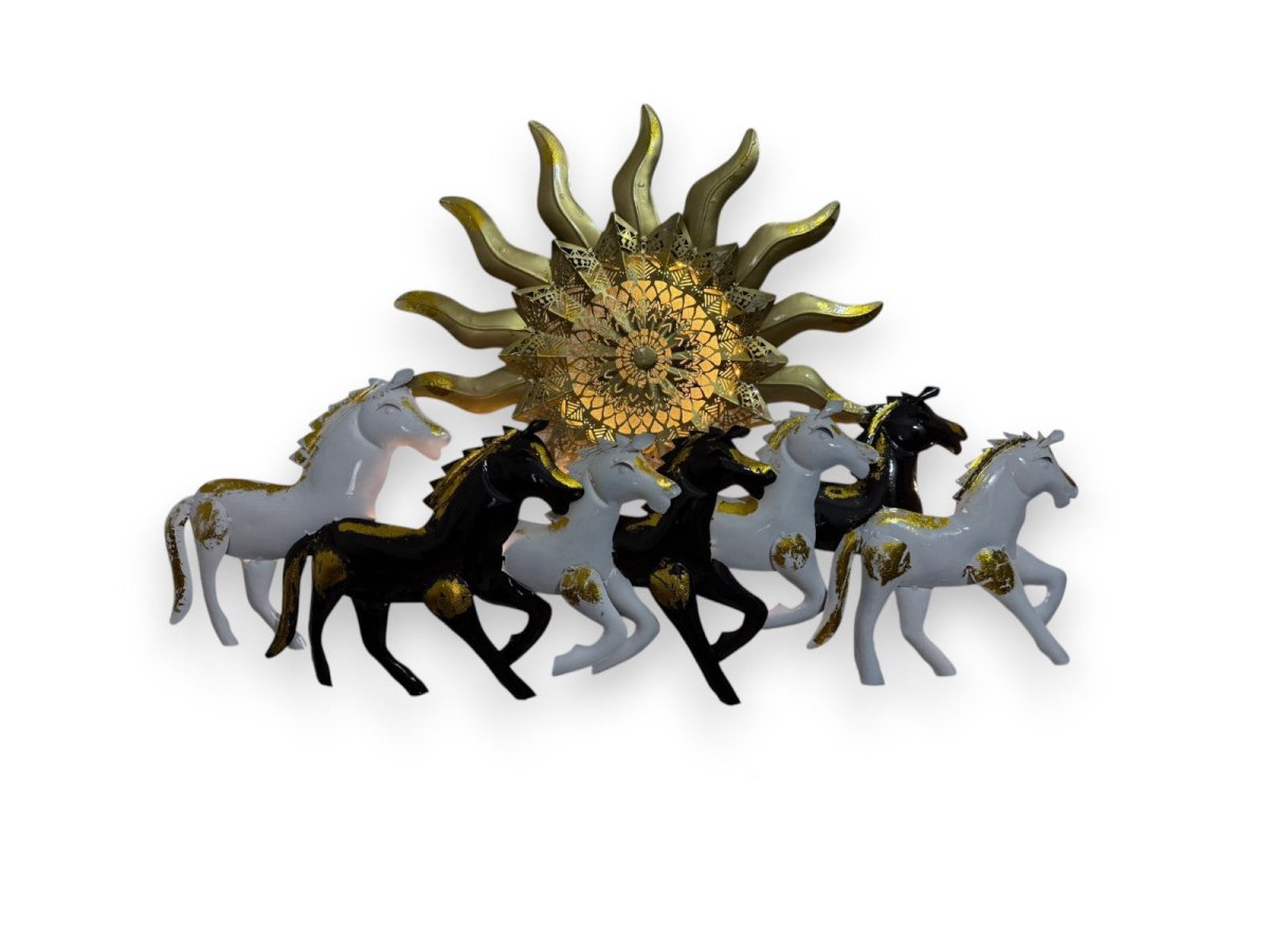 Seven Horses:The Surya's Chariot With LED (37 x 23 Inches)