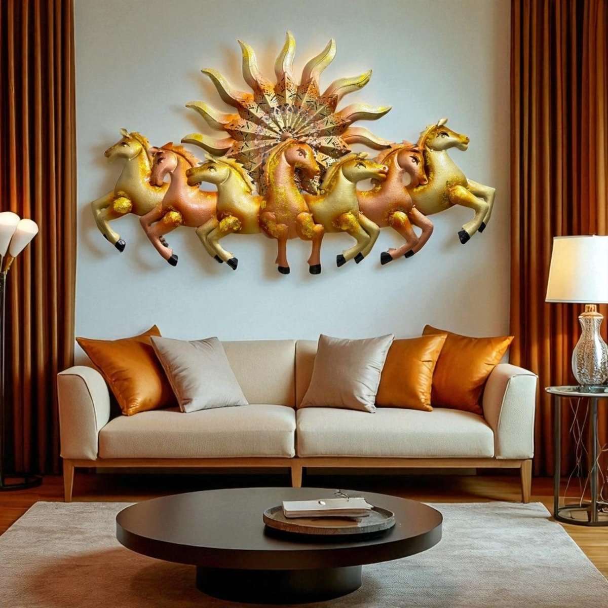 Seven Horses:The Surya's Chariot With LED (37 x 23 Inches)