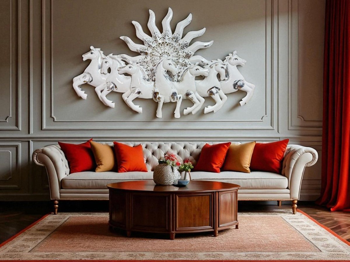 Seven Horses:The Surya's Chariot With LED (37 x 23 Inches)