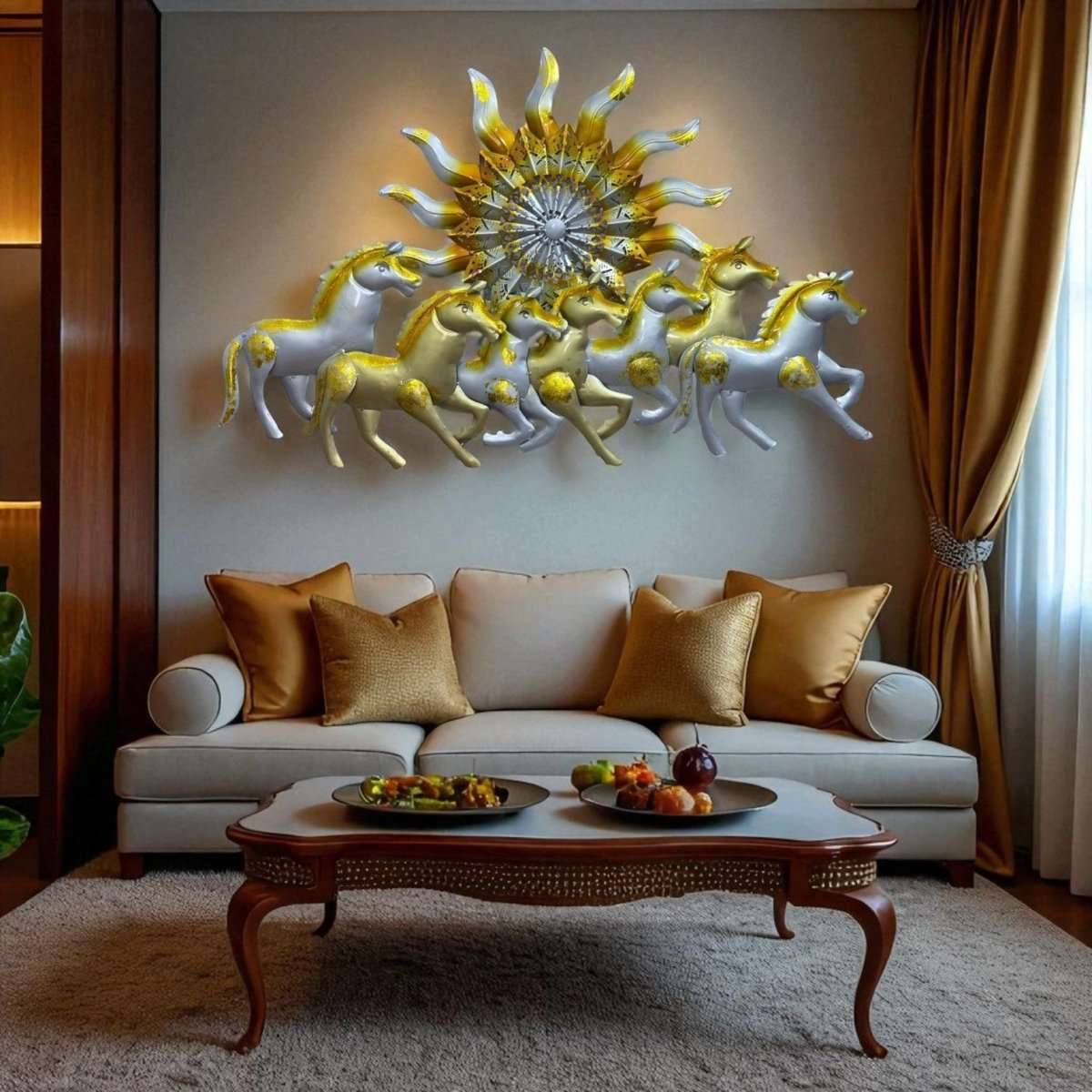 Seven Horses:The Surya's Chariot With LED (37 x 23 Inches)