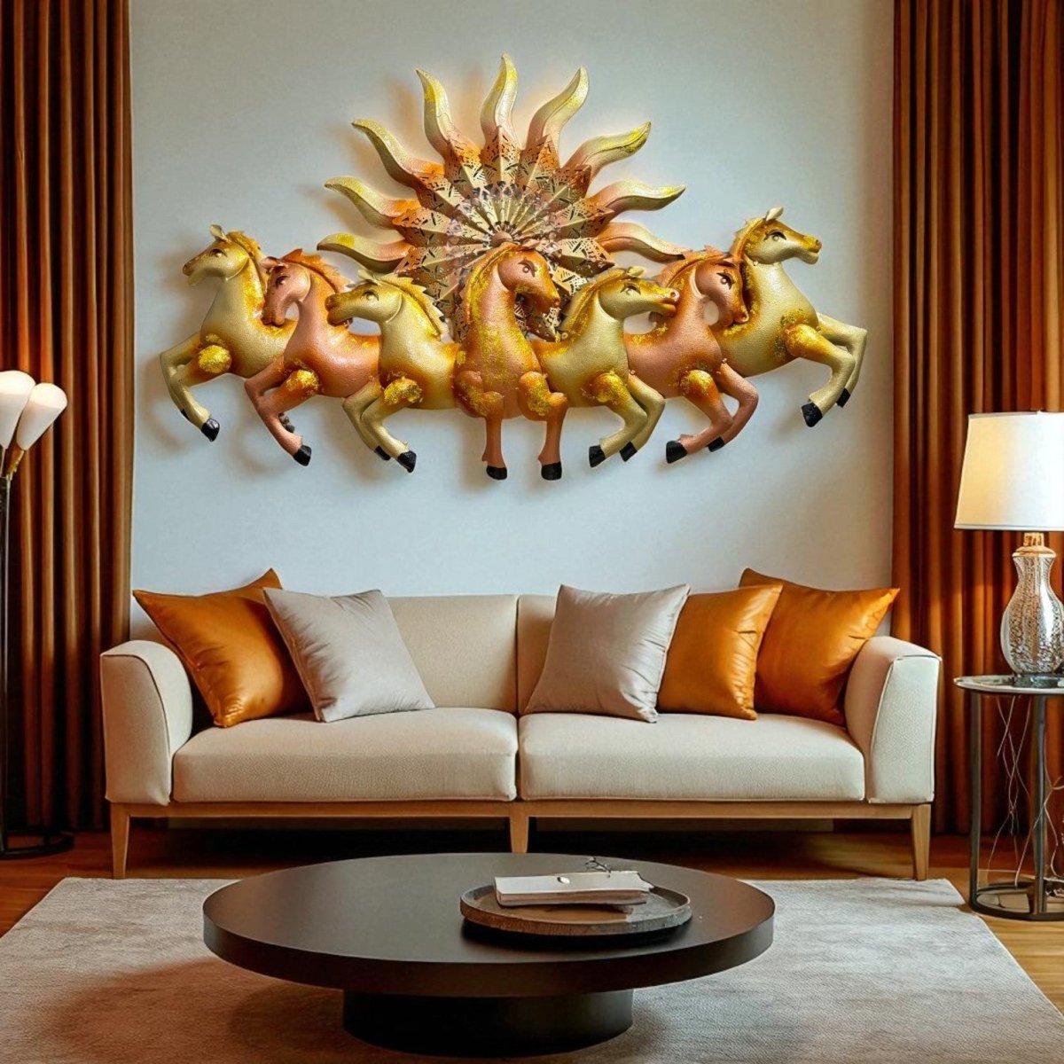 Seven Horses:The Surya's Chariot With LED (37 x 23 Inches)