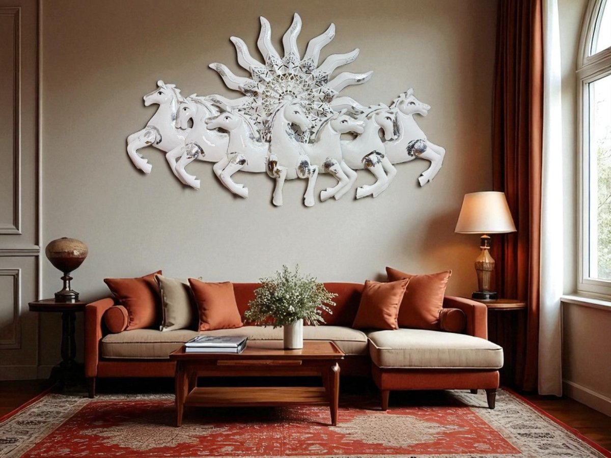 Seven Horses:The Surya's Chariot With LED (37 x 23 Inches)
