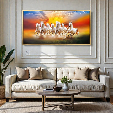 Seven Stallions of Fortune: Vastu Success Canvas Art