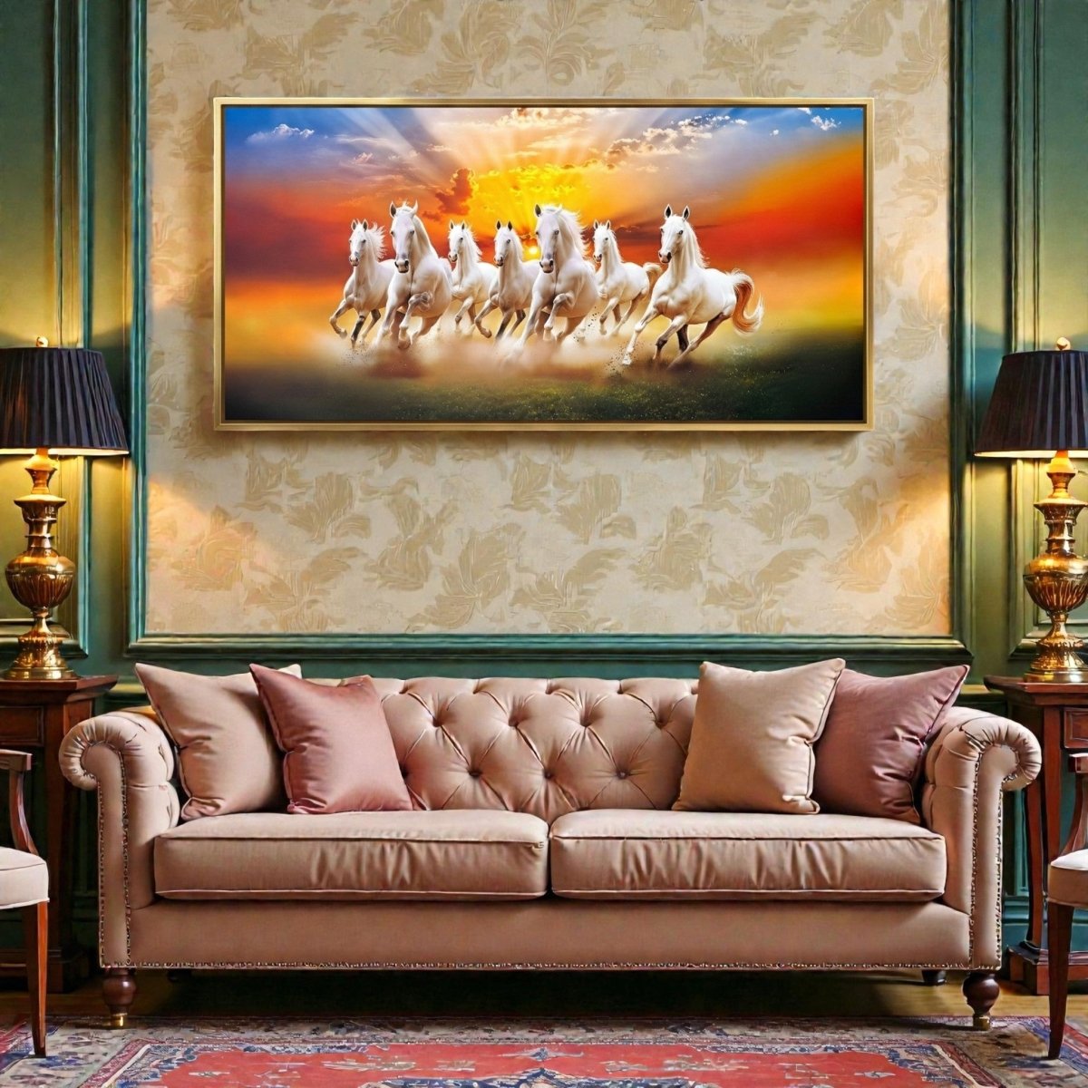 Seven Stallions of Fortune: Vastu Success Canvas Art