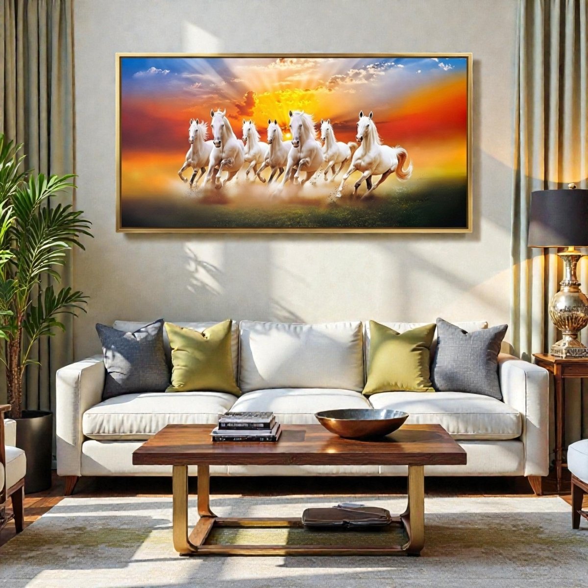 Seven Stallions of Fortune: Vastu Success Canvas Art
