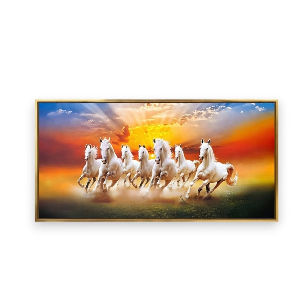 Seven Stallions of Fortune: Vastu Success Canvas Art