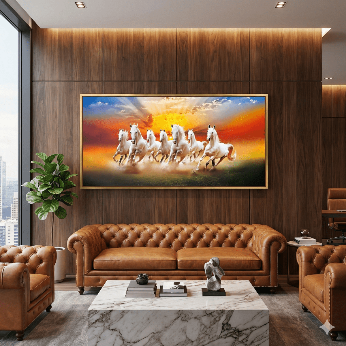 Seven Stallions of Fortune: Vastu Success Canvas Art