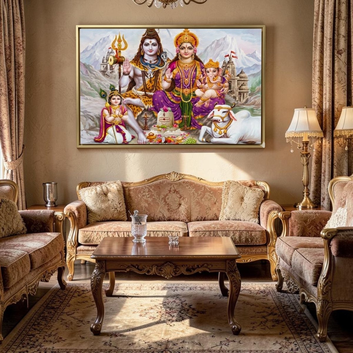 Shiva Parivaar: The Sacred Union of Five Energies (36 x 24 Inches)