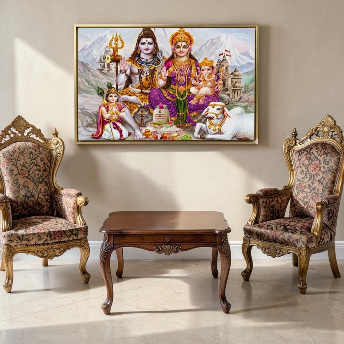 Shiva Parivaar: The Sacred Union of Five Energies (36 x 24 Inches)