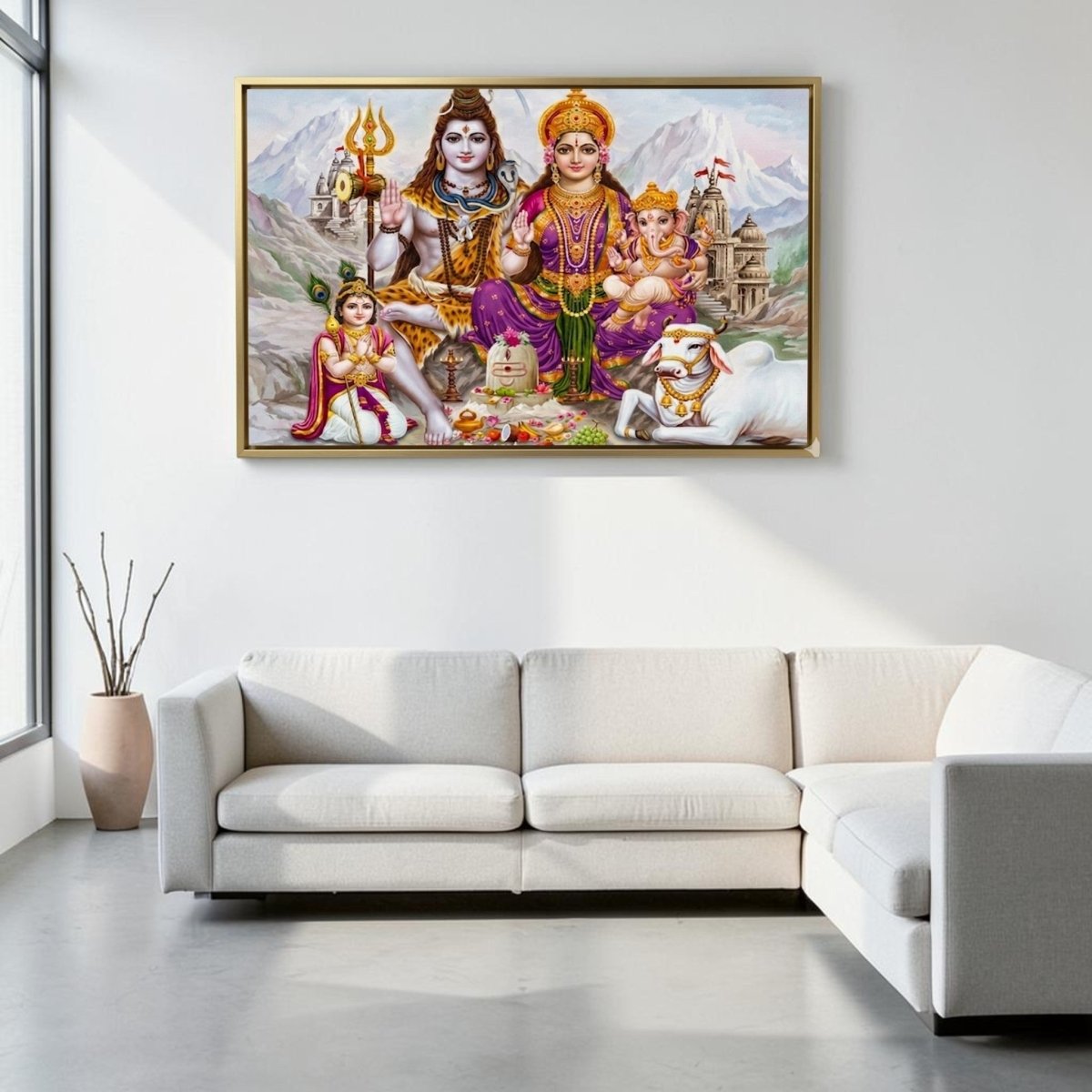 Shiva Parivaar: The Sacred Union of Five Energies (36 x 24 Inches)
