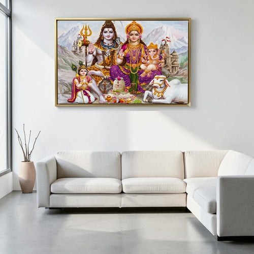 Shiva Parivaar: The Sacred Union of Five Energies (36 x 24 Inches)