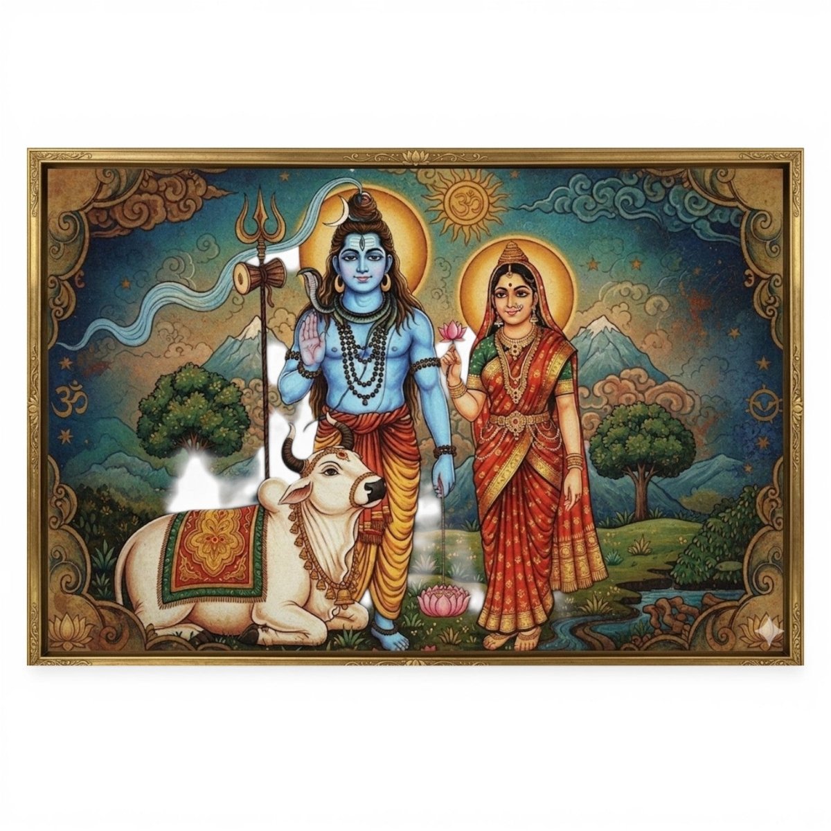 Shiva - Parvati: Whispers of the Riverfront: Radiant Himalayan Grace