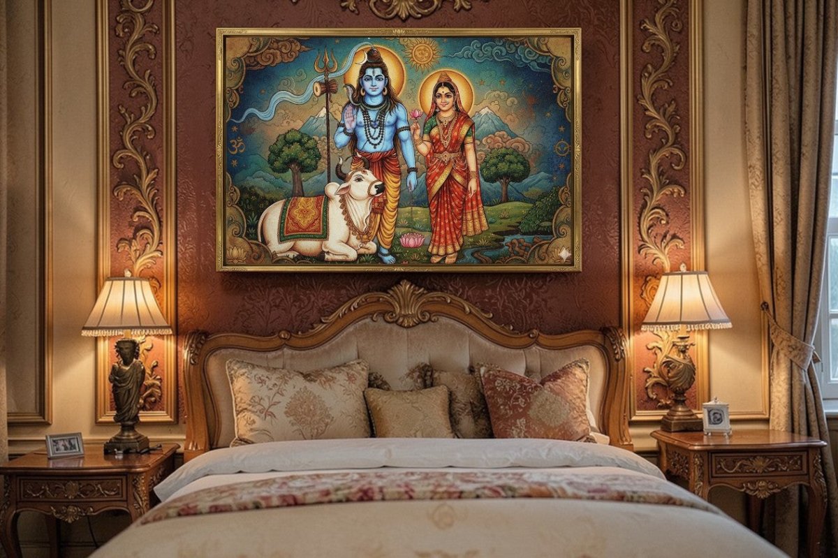 Shiva - Parvati: Whispers of the Riverfront: Radiant Himalayan Grace