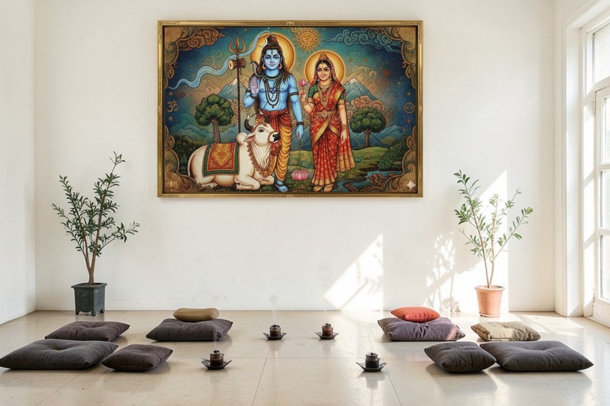Shiva - Parvati: Whispers of the Riverfront: Radiant Himalayan Grace