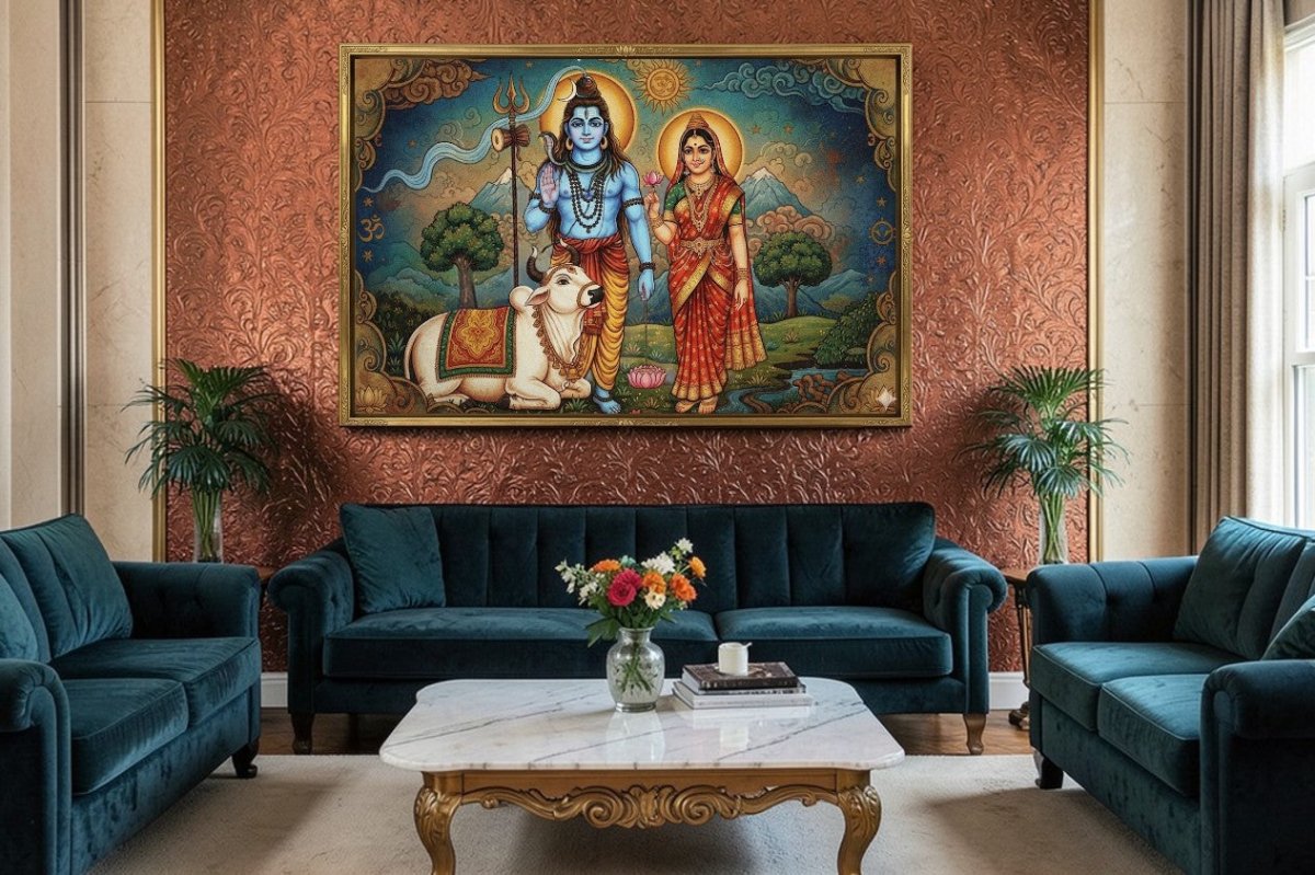 Shiva - Parvati: Whispers of the Riverfront: Radiant Himalayan Grace