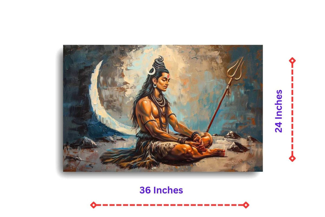 Shiva : Samadhi's Embrace Canvas Wall Painting (36 x 24 Inches)